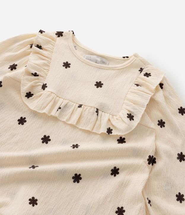 Vestido Infantil en Malla Texturizada con Estampa Floral y Volados - Talle 1 a 6 años 5