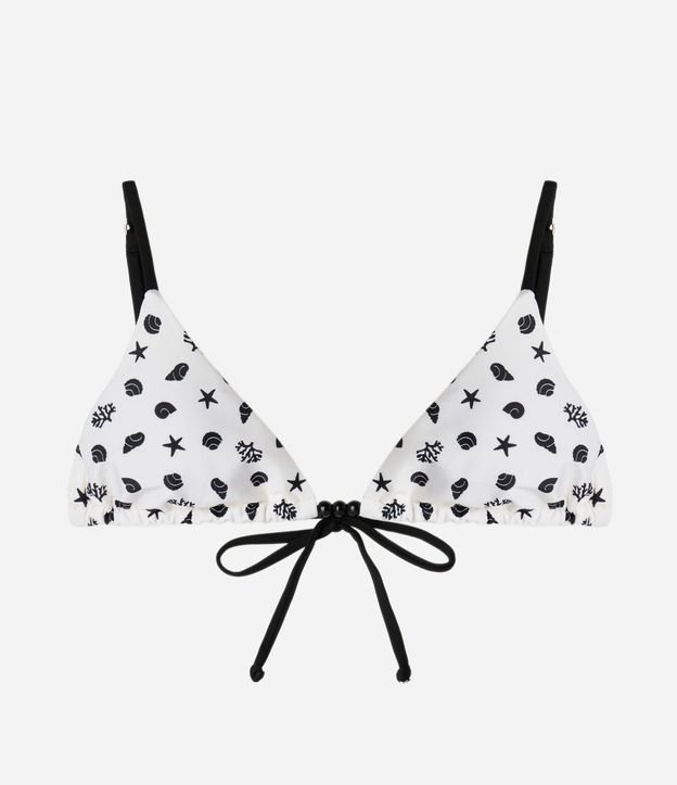 Bikini Top Triangular Fruncido en Microfibra con Estampa de Caracolas