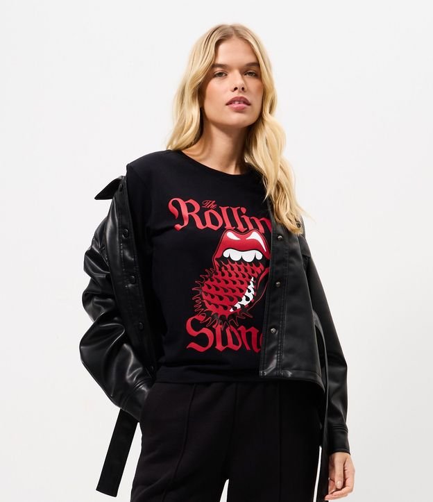 Remera Baby Look con Estampado Rolling Stones