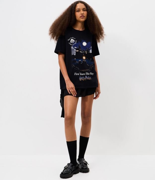 Remera en Algodón con Estampado Harry Potter Hogwarts 2