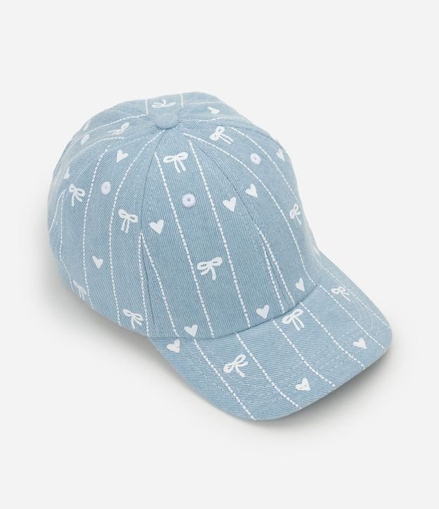 Gorra Infantil en Jeans con Estampa de Moñitas - Talle U