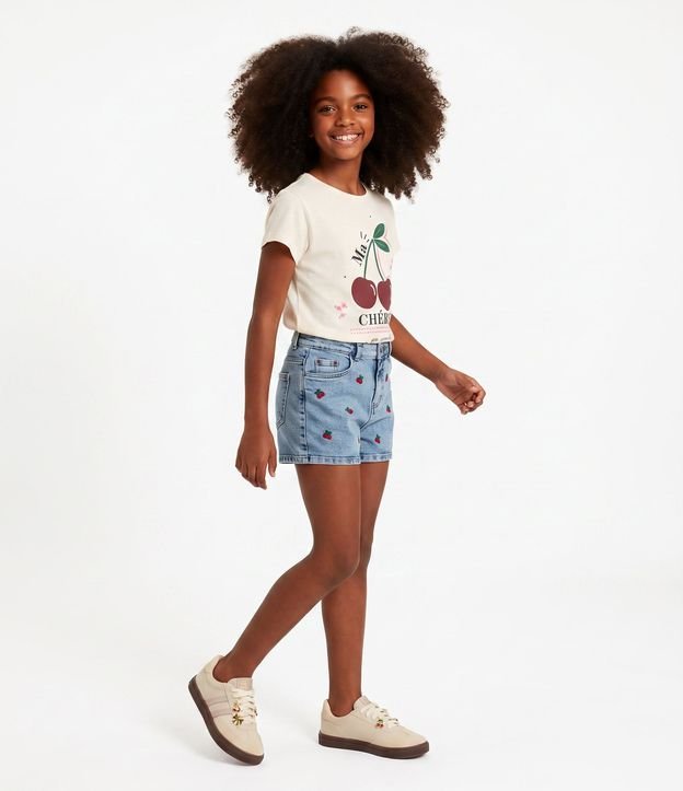 Remera Infantil en Algodón Slim con Estampado de Cereza - Talle 5 a 16 años 2