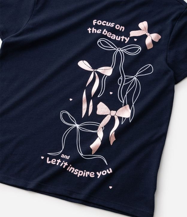Remera Infantil en Algodón Slim con Cuello Rib y Estampado de Moñitas - Talle 5 a 16 años 4
