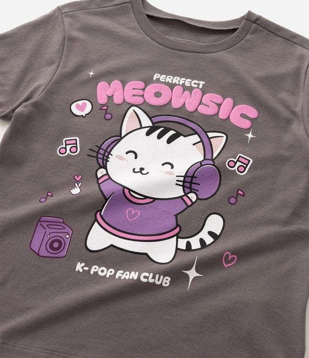 Remera Regular Infantil con Estampado de Gatita con Audifonos - Talle 5 a 16 años 5