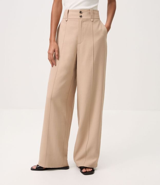 Pantalón Wide Leg en Viscosa con Cintura Alta y Botones Delanteros 2