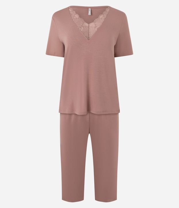 Pijama Largo en Viscolycra con Detalle en Encaje 5