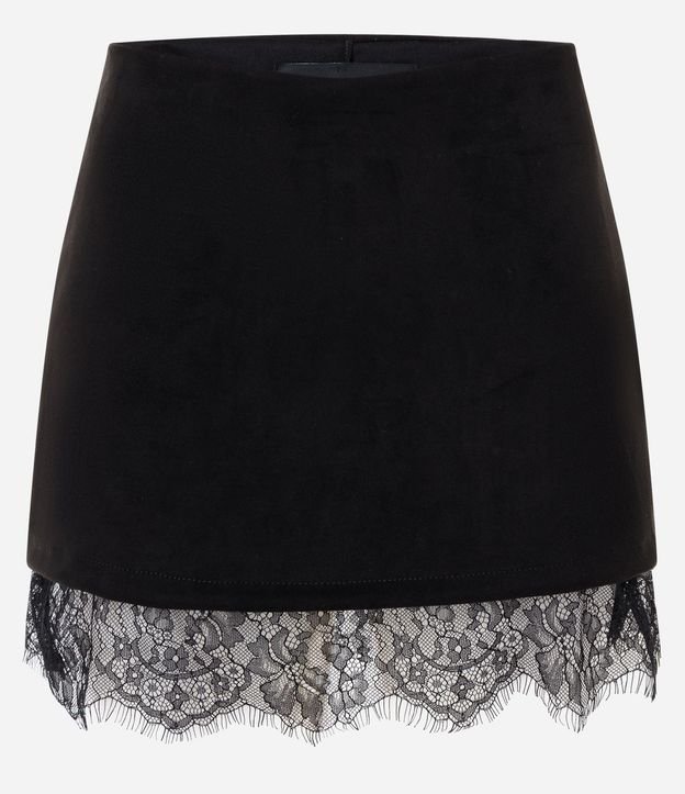 Short Pollera en Gamuza con Detalle en Encaje en el Bajo 5