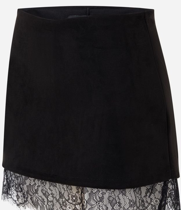 Short Pollera en Gamuza con Detalle en Encaje en el Bajo 6