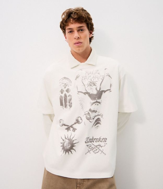 Remera Oversized Estampado Elementos Gráficos