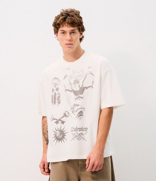 Remera Oversized Estampado Elementos Gráficos 3