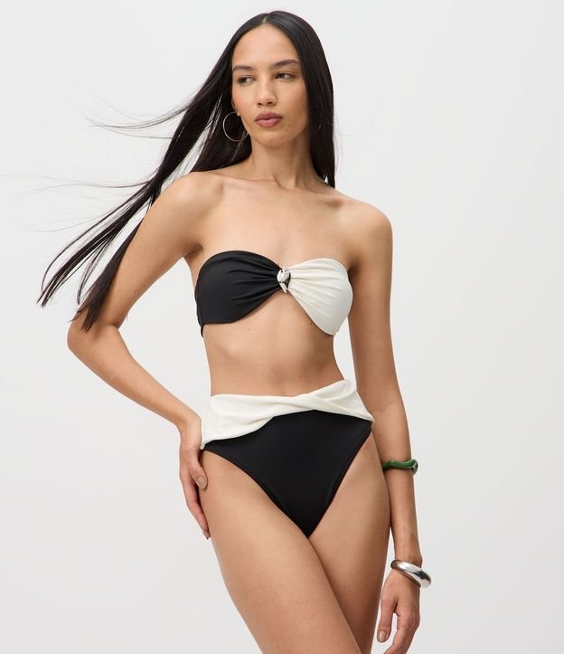 Bikini Top Bandeau en Microfibra con Estampado Color Block 2