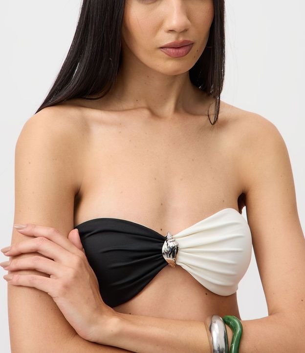 Bikini Top Bandeau en Microfibra con Estampado Color Block 3