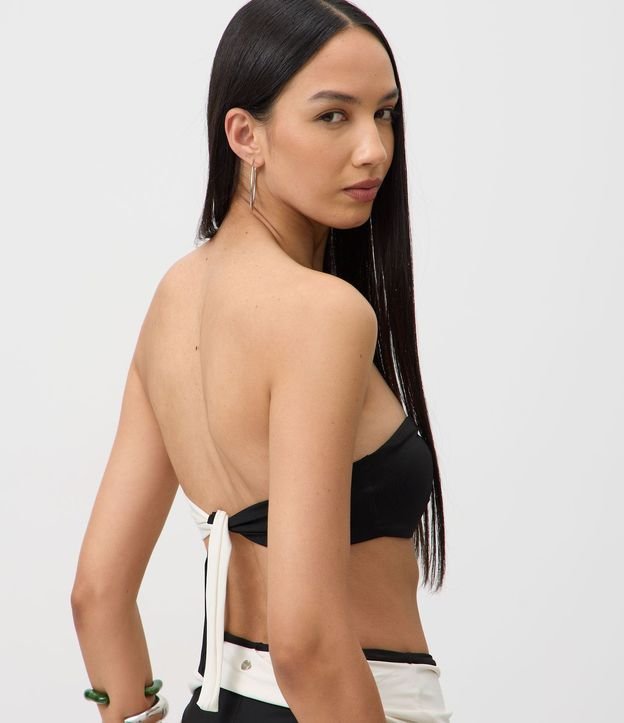 Bikini Top Bandeau en Microfibra con Estampado Color Block 4