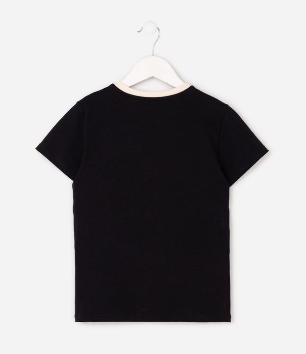 Remera Infantil en Algodón con Cuello Contrastante y Bordado de Lazo - Talle 5 a 16 años 3