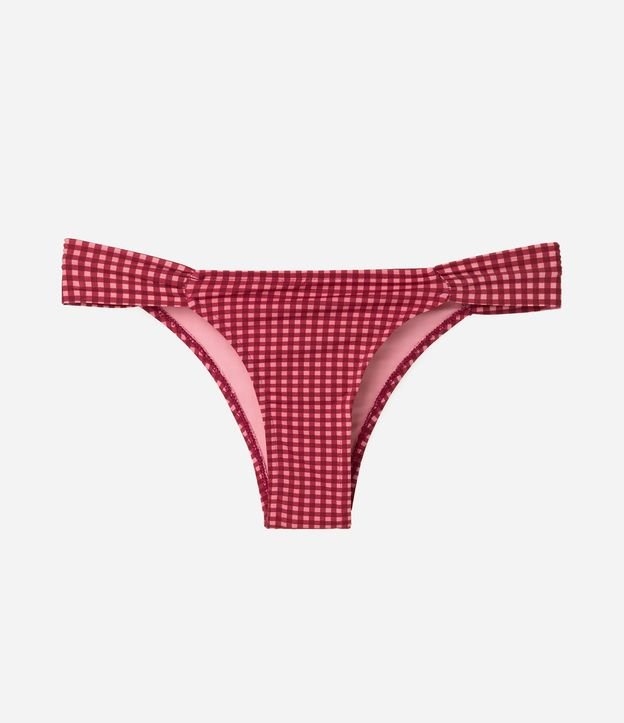 Bikini Bombacha con Lateral Drapeada y Estampado de Cuadros Vichy 5