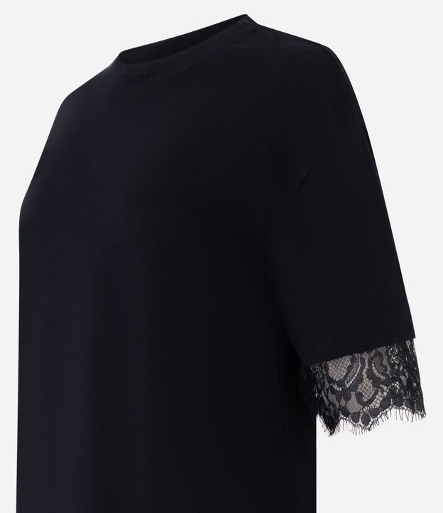 Remera en Algodón con Encaje Aplicada en las Mangas 6