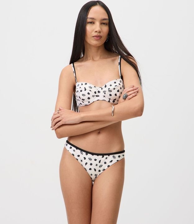 Bikini Bombacha Básica en Microfibra con Estampado Caracolas