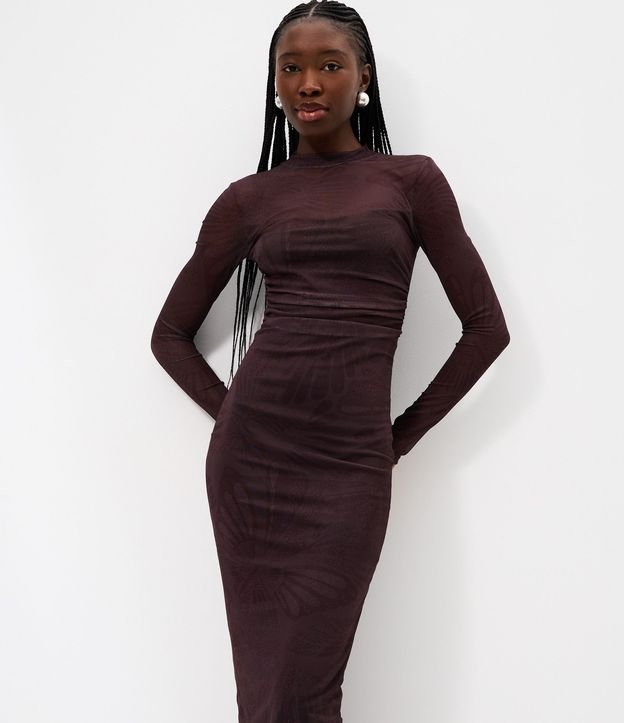 Vestido Midi en Tule con Estampado Farfalla 2