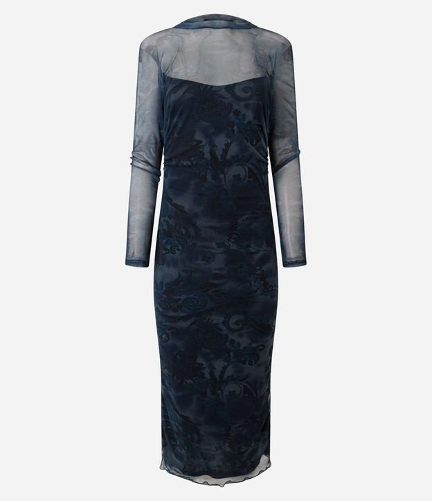 Vestido Midi en Tule con Estampado Floral 5