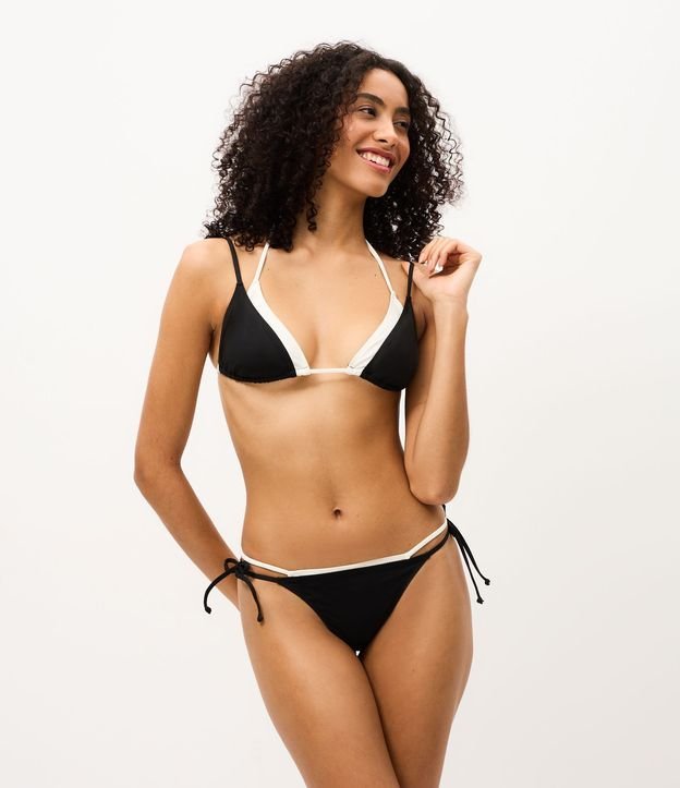 Bikini Bombacha Lazo Cintura Doble en Microfibra con Adornos