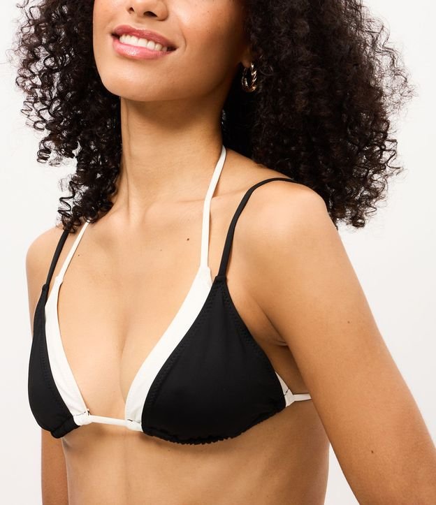 Bikini Top Triangular Fruncido Doble en Microfibra con Bies Contrastante 3