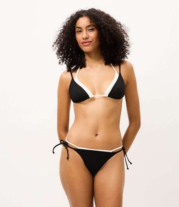 Bikini Top Triangular Fruncido Doble en Microfibra con Bies Contrastante 5