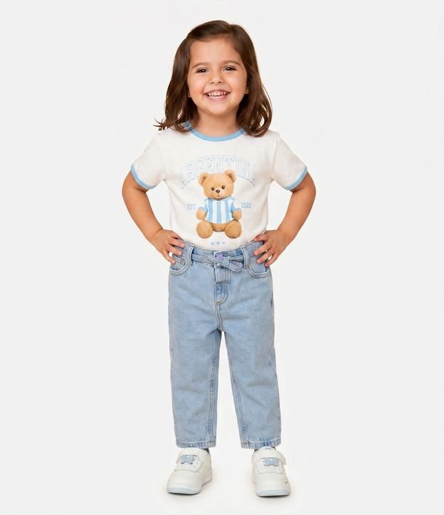 Pantalón de Jean Mom con Lazo Infantil - Talle 1 a 6 años