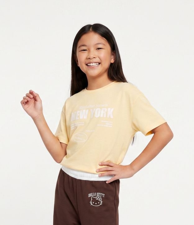 Remera Over Infantil con Lettering New York - Talle 5 a 16 años