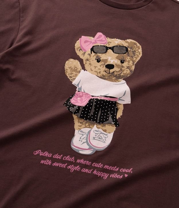 Remera Over Infantil con Estampa de Oso Marron - Talle 5 a 16 años 5