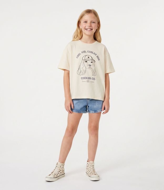 Remera Infantil en Algodón Estampado de Perro - Talle 5 A 16 años 1
