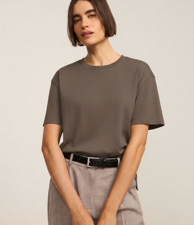 Blusa en Algodón Pima con Cuello Redondo
