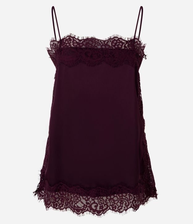 Blusa Satinada con Escote Cuadrado y Encaje Aplicado 5