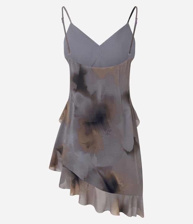 Vestido Asimétrico en Chiffon Estampa con Volados y Capas 6