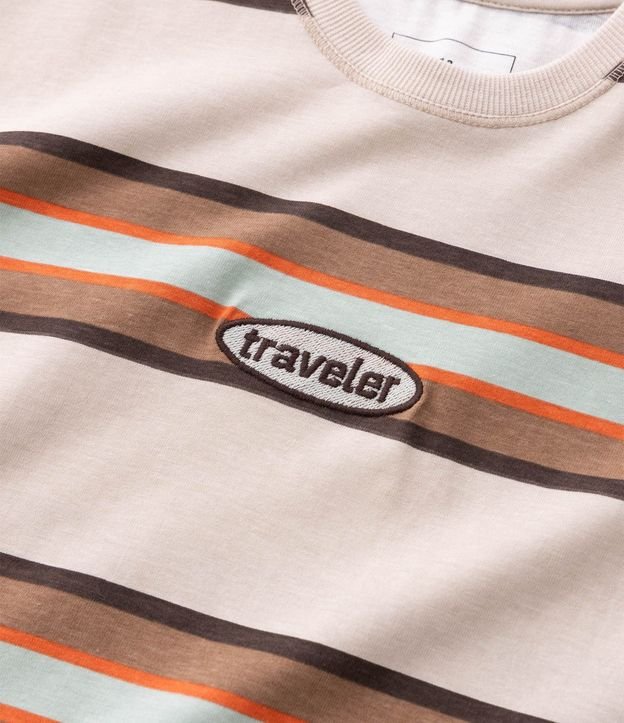 Remera Infantil en Algodón Rayada con Patch Traveler - Talle 5 a 14 años 5