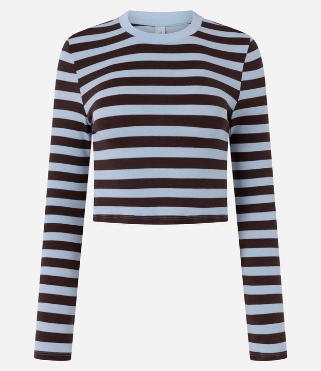 Blusa Cropped en Rib con Rayas