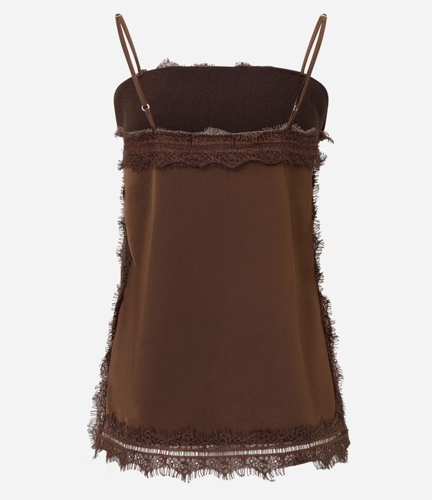 Blusa de Bretel Fino en Crepé con Detalles en Encaje 4