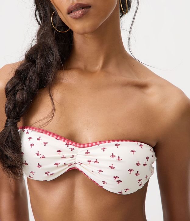 Bikini Top Bandeau en Microfibra con Estampa de Hongos 3
