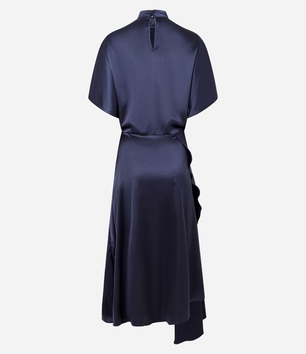 Vestido Satinado Asimétrico con Manga Corta 6