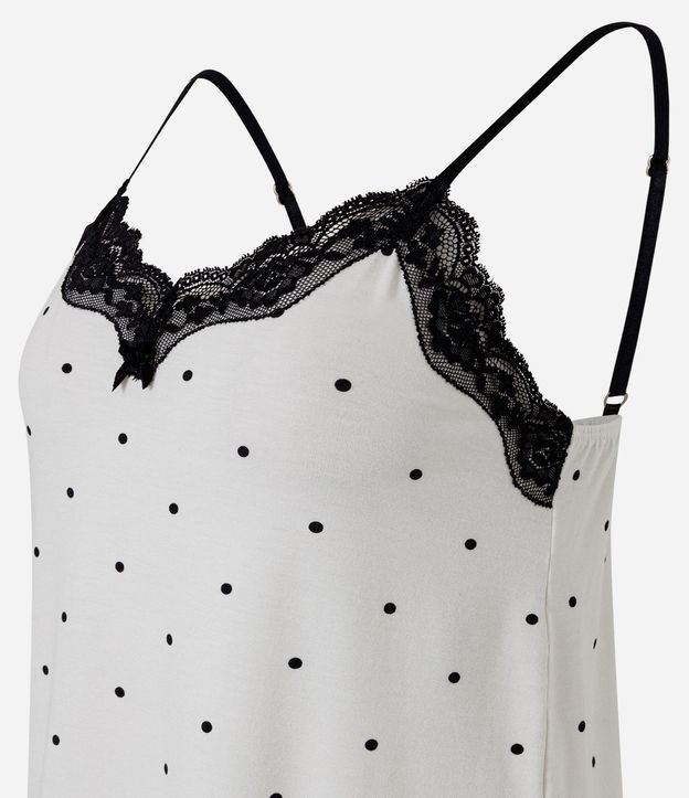 Pijama Regular en Viscolycra de Lunares con Encaje 2