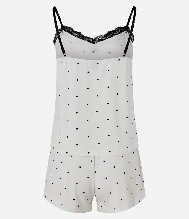 Pijama Regular en Viscolycra de Lunares con Encaje 3