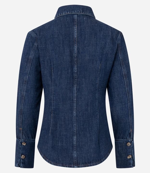 Camisa en Jeans con Botones y Puños Alargados 5