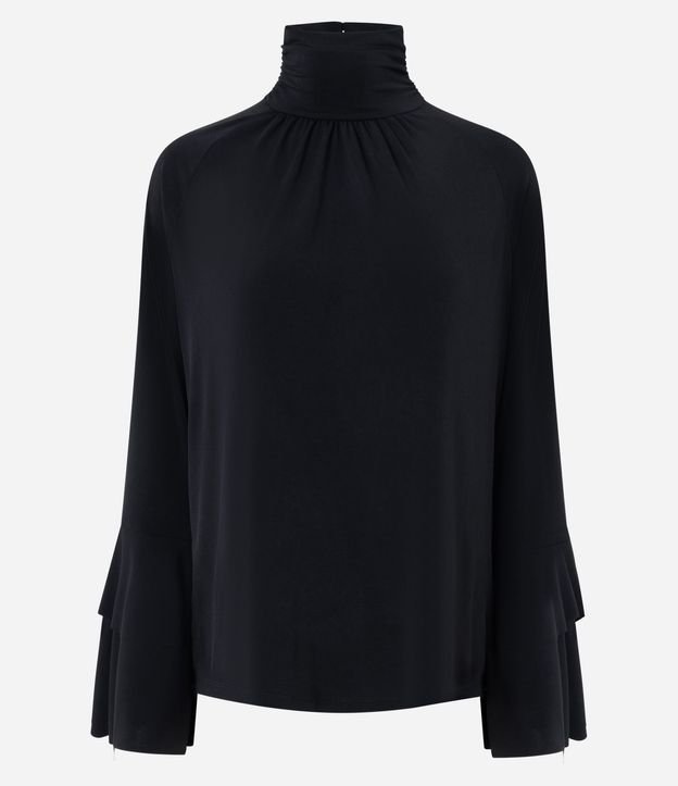 Blusa Bata con Mangas Amplias y Volados en Capas 2