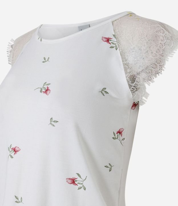 Pijama Regular en Viscolycra Floral con Encaje 6