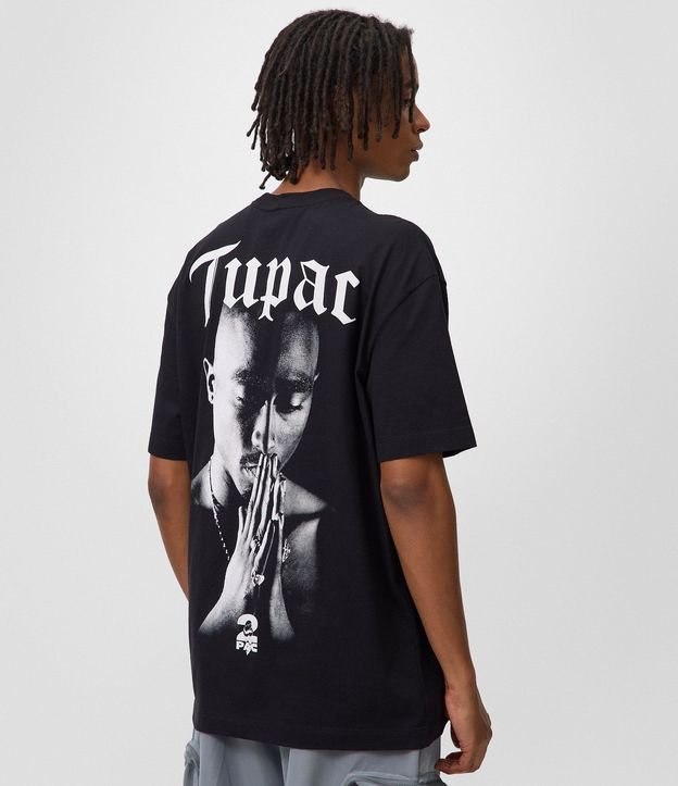 Remera Relaxed en Algodón con Estampado Tupac