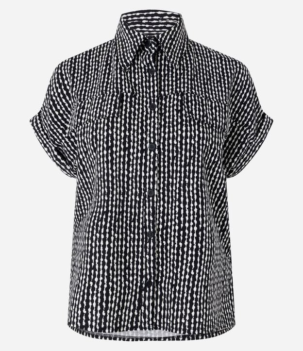 Blusa en Piquet con Estampado Abstracta y Cierre por Botones 5