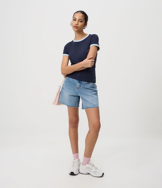 Blusa Baby Look con Mangas y Cuello Contrastantes 2