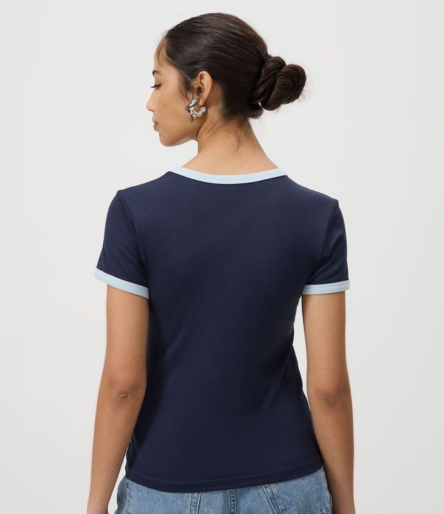 Blusa Baby Look con Mangas y Cuello Contrastantes 4