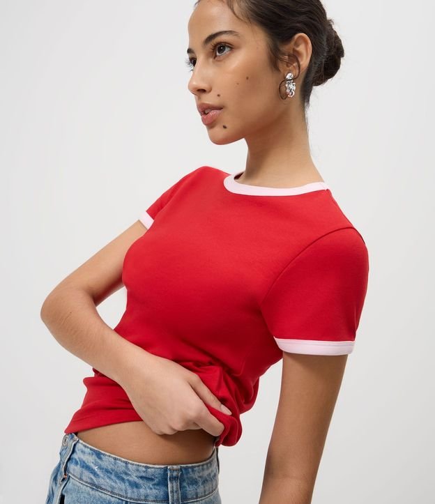 Blusa Baby Look con Mangas y Cuello Contrastantes 4