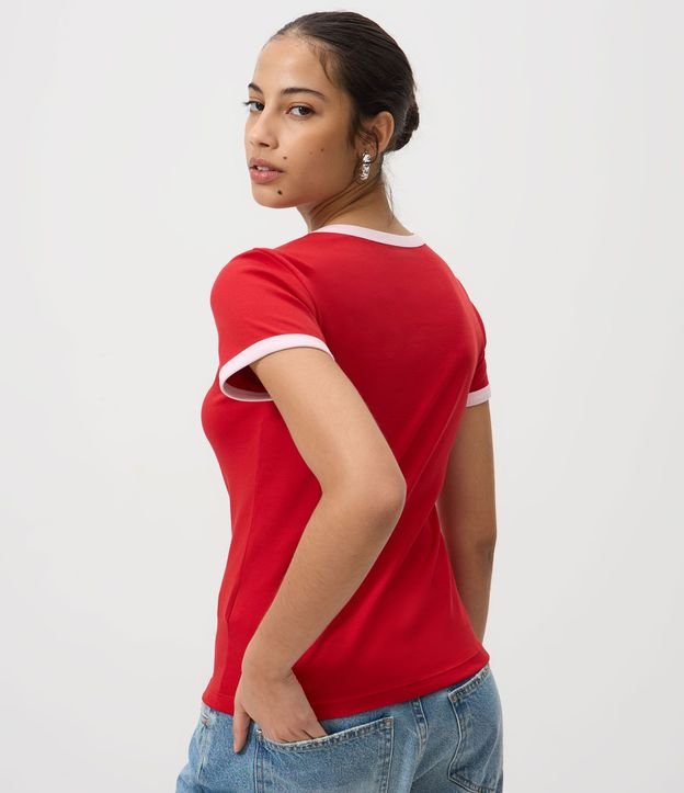 Blusa Baby Look con Mangas y Cuello Contrastantes 5