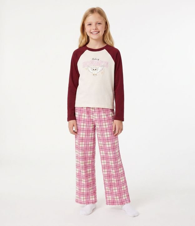 Pijama Infantil en Algodón con Estampa de Hogwarts - Talle 7 a 16 años